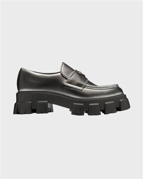 Prada Men's Monolith Rois Fumato Loafers 